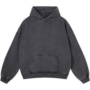 Men's Black Pullover Plain Preppy Streetwear Cotton Vintage Hoodies Sweatshirt
